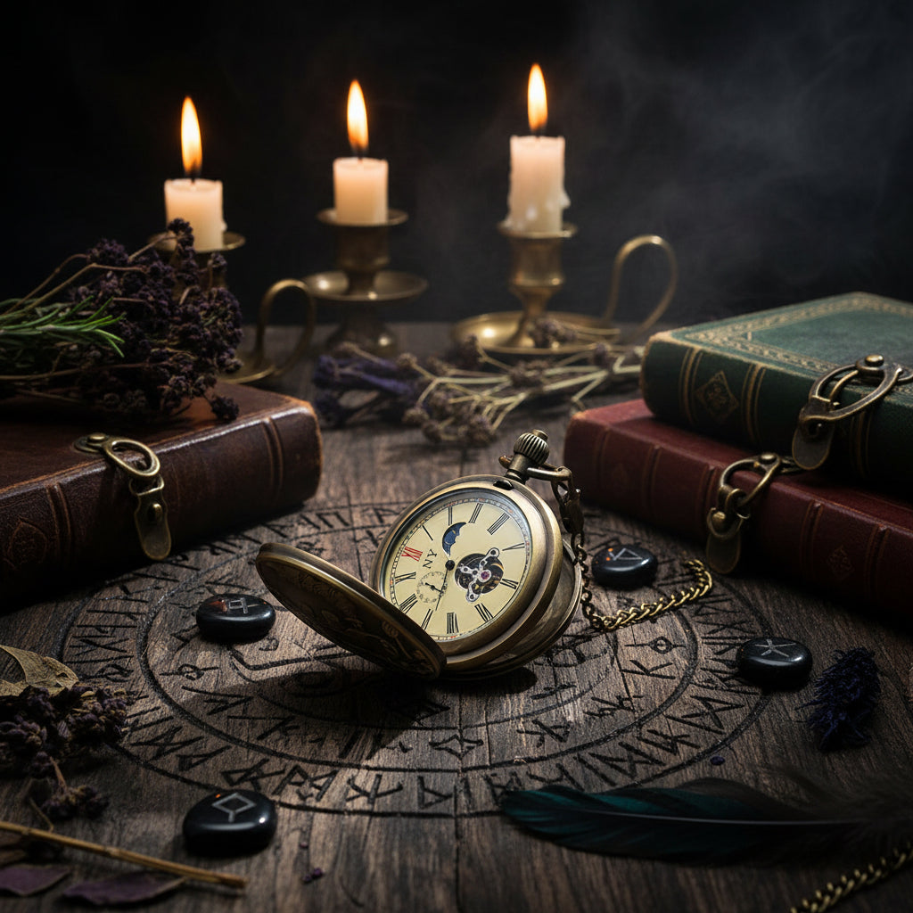 Large Copper Pocket Watch with Tourbillon & Moon Phase Sorceress Sanctuary