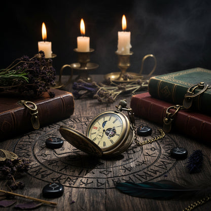 Large Copper Pocket Watch with Tourbillon & Moon Phase Sorceress Sanctuary