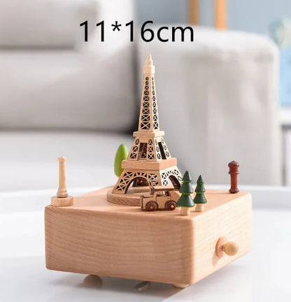 Rotating Wooden Music Box