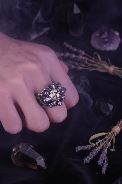 Retro Gothic Star and Skull Ring Jewelry Design Sorceress Sanctuary