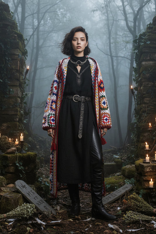 Handmade Crochet Hooded Sweater Coat for Women Sorceress Sanctuary