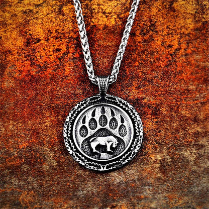 Viking Bear Paw Pendant Sweater Chain Necklace