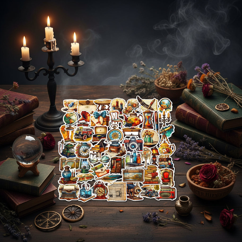 50 PCS Retro Medieval Stickers for Notebooks Sorceress Sanctuary