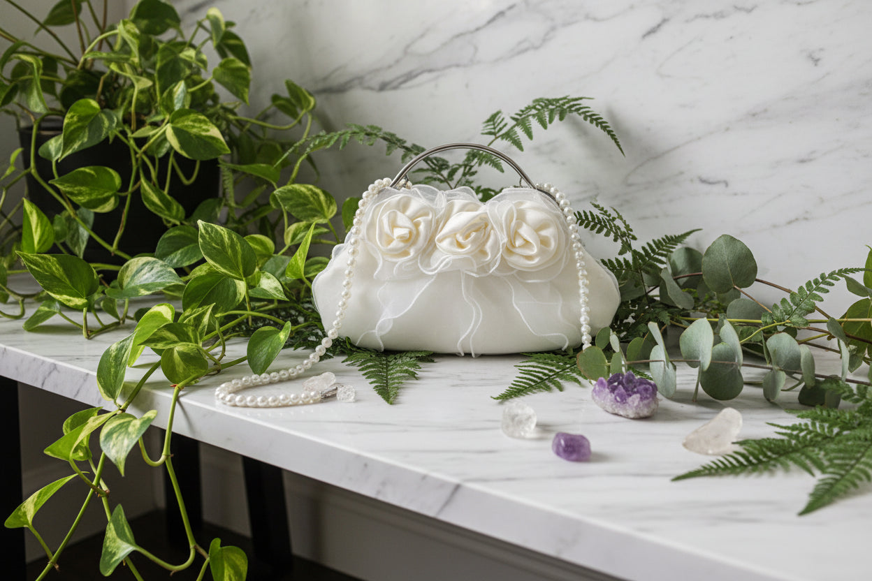 Vintage Pearl Rose Flower Fairy Portable Bag Sorceress Sanctuary