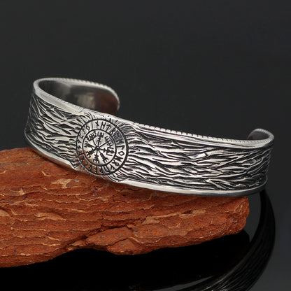 Viking Stainless Steel Vintage Rune Open Bracelet