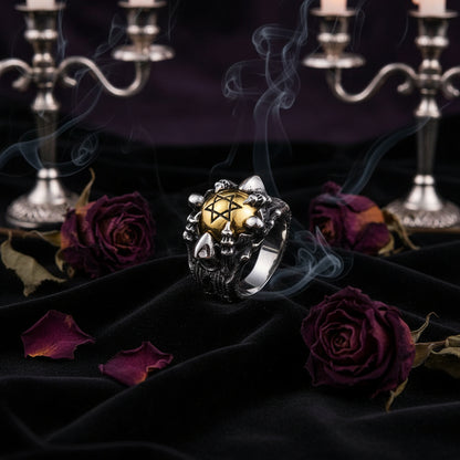 Retro Gothic Star and Skull Ring Jewelry Design Sorceress Sanctuary