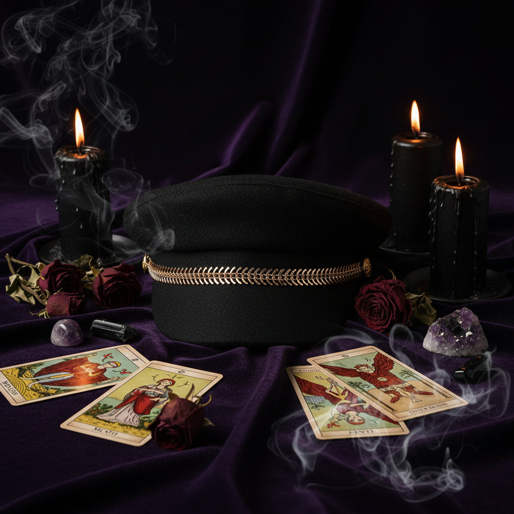 Vintage Flat Cap with Metal Chain Accent Hat Sorceress Sanctuary