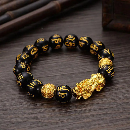 Obsidian Buddha Bead Bracelet | Wealth & Strength