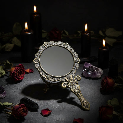 Retro Portable Handheld Metal Makeup Mirror Sorceress Sanctuary