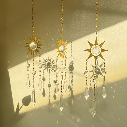 Handmade Metal Wind Chime Car Decor Crystal Sun Catcher