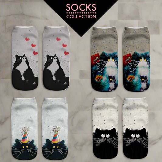 Black & White Cat Socks