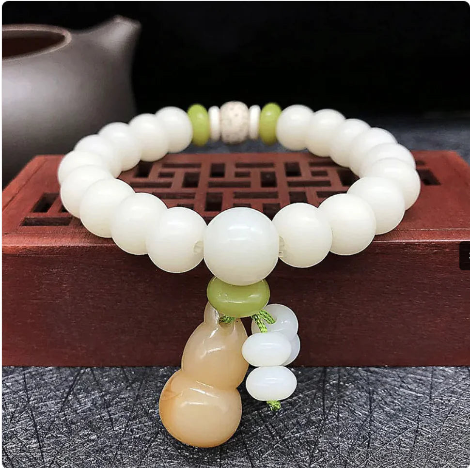 White Jade Bodhi Bead Bracelet Sorceress Sanctuary