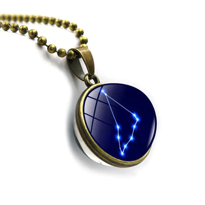 Double-Sided Glass Zodiac Necklace