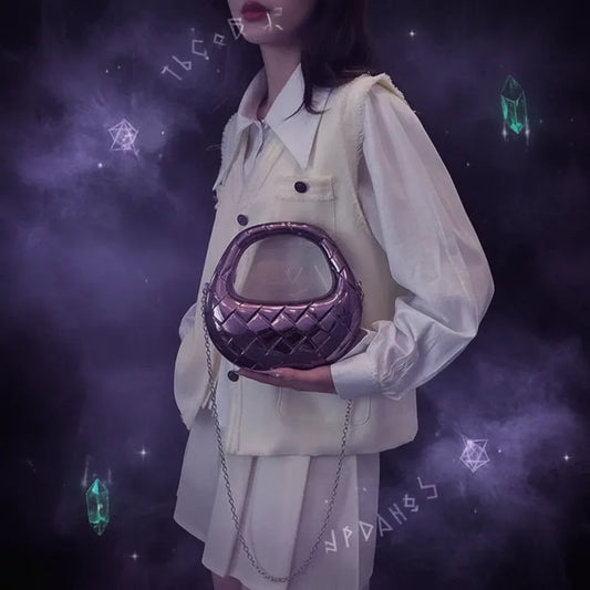Acrylic Half Moon Bag - Sorceress Sanctuary Light Gold-Gun Black-Marble Pattern Brown-Marble Pattern Purple-Marble Pattern White