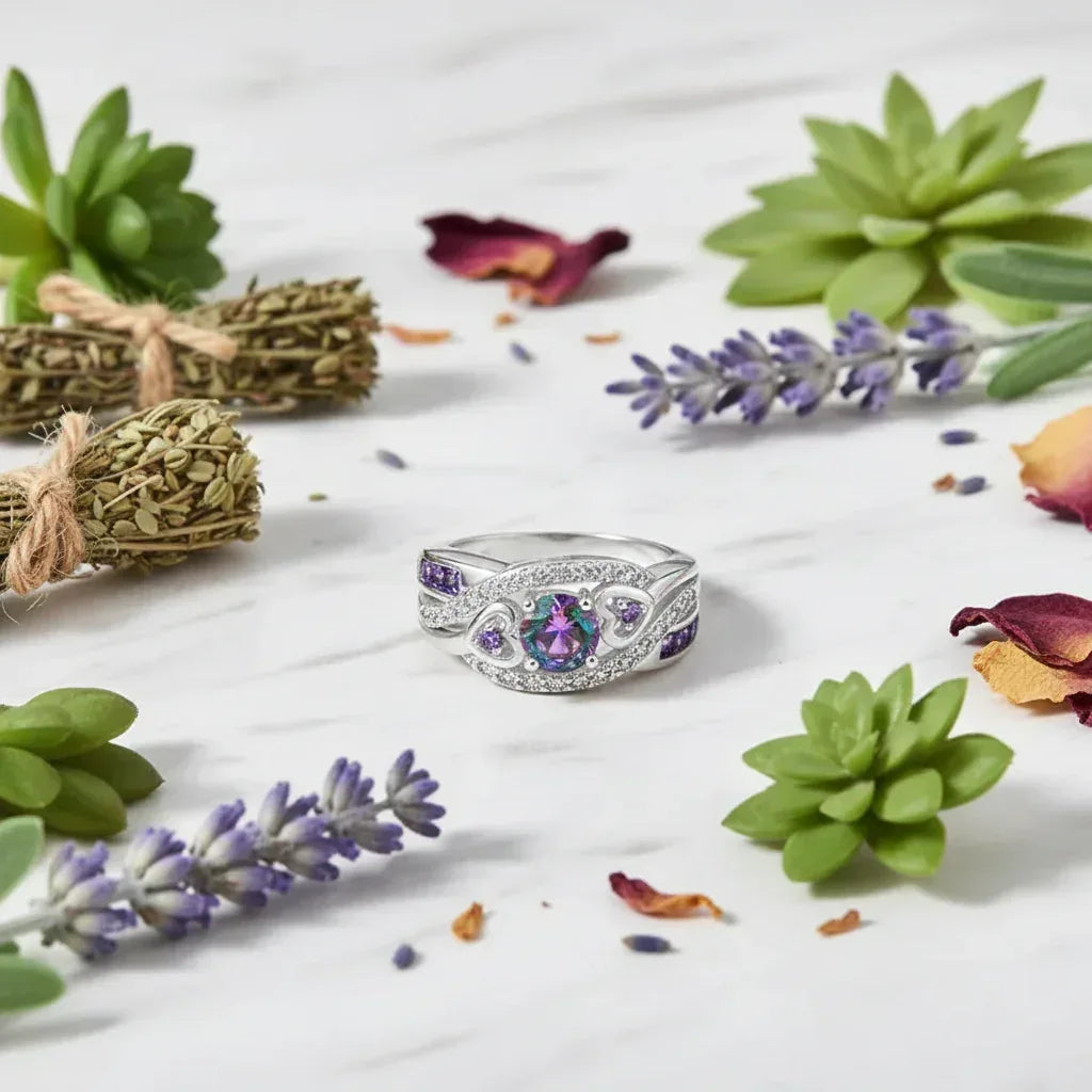 Amethyst Love Ring - Sorceress Sanctuary Purple / 6-Purple / 7-Purple / 8-Purple / 9-Purple / 10