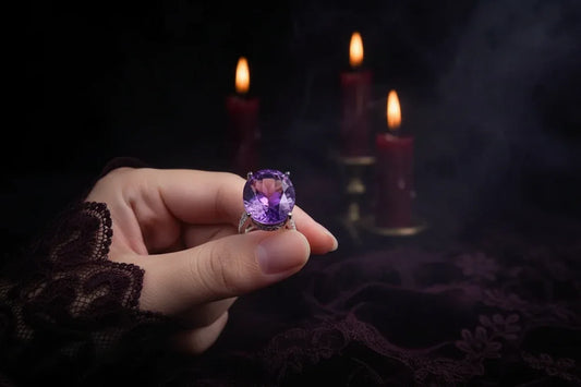 Amethyst Ring - Sorceress Sanctuary Purple Diamond Platinum / Adjustable