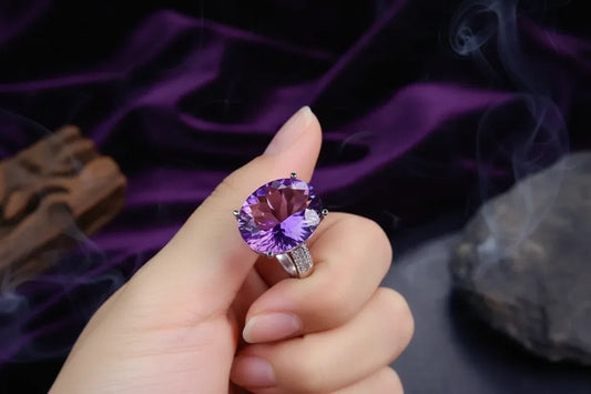Amethyst Ring - Sorceress Sanctuary Purple Diamond Platinum / Adjustable