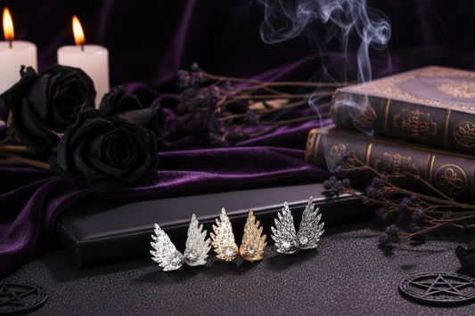 Angel Wings Earrings - Sorceress Sanctuary Silvery-Ancient silver-Gold-Black
