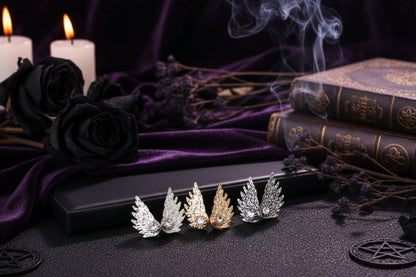 Angel Wings Earrings - Sorceress Sanctuary Silvery-Ancient silver-Gold-Black