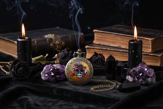 Antique Skull Watch - Sorceress Sanctuary Bronze