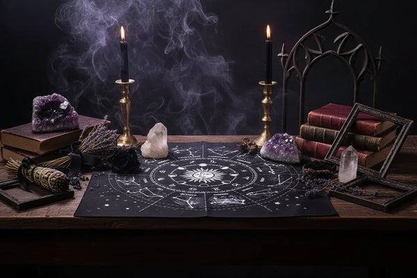 Astrology Tarot Cloth - Sorceress Sanctuary Black-Purple