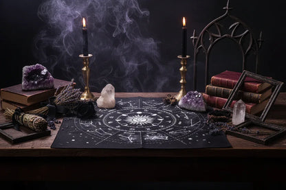 Astrology Tarot Cloth - Sorceress Sanctuary Black-Purple