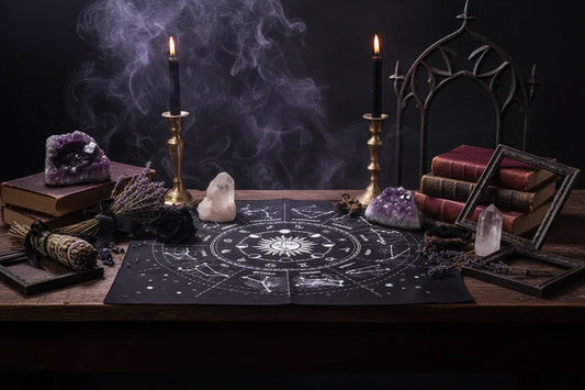 Astrology Tarot Cloth - Sorceress Sanctuary Black-Purple