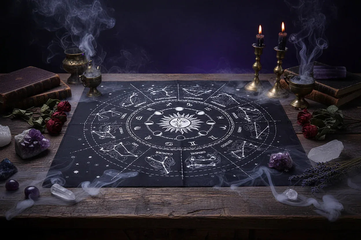 Astrology Tarot Cloth - Sorceress Sanctuary Black-Purple