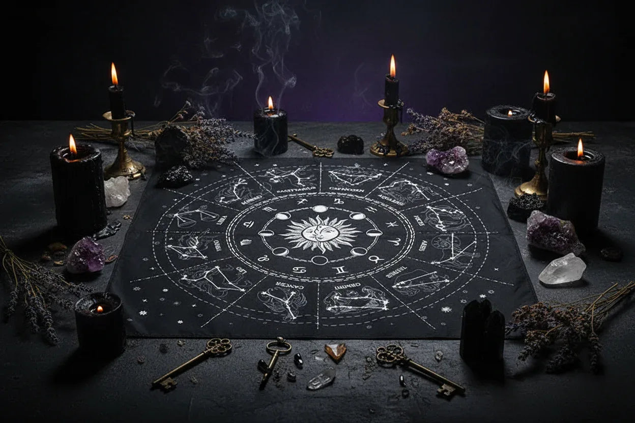Astrology Tarot Cloth - Sorceress Sanctuary Black-Purple