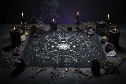Astrology Tarot Cloth - Sorceress Sanctuary Black-Purple