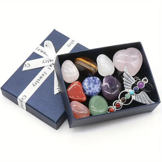 Rose Quartz Chakra Angel Wing Pendant Set