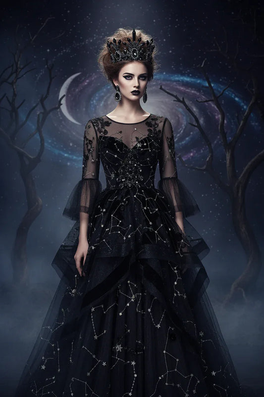 Baroque Crystal Crown - Sorceress Sanctuary Set Black-Ear Needle-Set Black-Ear Clip