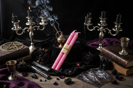 Beeswax Candles - Sorceress Sanctuary Pink-White