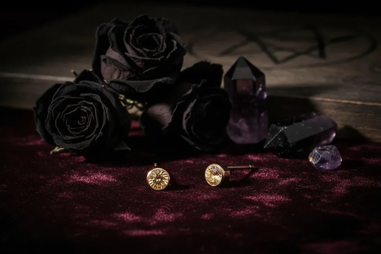 Birthstone Earrings - Sorceress Sanctuary Rose Gold / March-Gold / January-Rose Gold / January-Steel / January-Gold / June