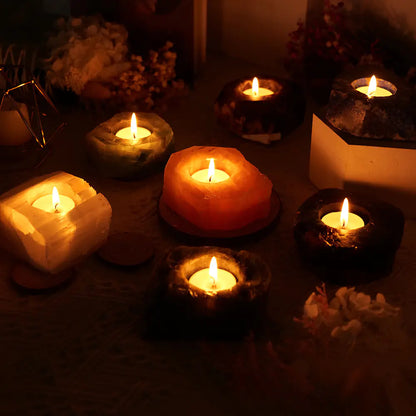 Natural Amethyst and Quartz Candle Holder Decor