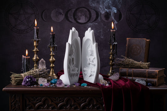 Buddha Peace Sculpture - Sorceress Sanctuary Brown-White