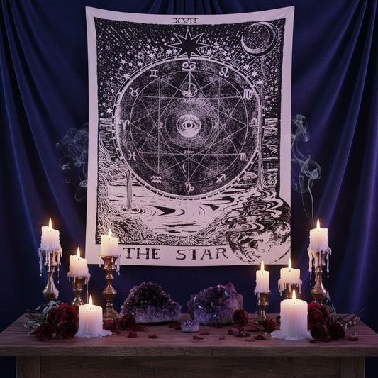 Celestial Astrology Tapestry - Sorceress Sanctuary THE MOON / 150x100-THE MOON / 150x130-THE MOON / 150x200-THE STAR / 150x100-THE STAR / 150x130