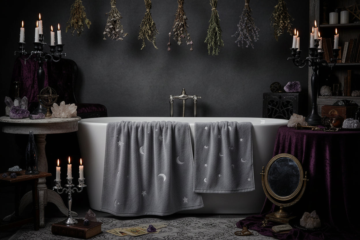 Celestial Towls - Sorceress Sanctuary Gray Star / 34*76cm-Gray Star / 70*140cm-Pink Star / 70*140cm-White Star / 70*140cm-White Star / 34*76cm