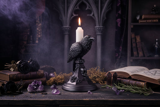 Ceremonial Candle Holder - Sorceress Sanctuary Owl-Crow
