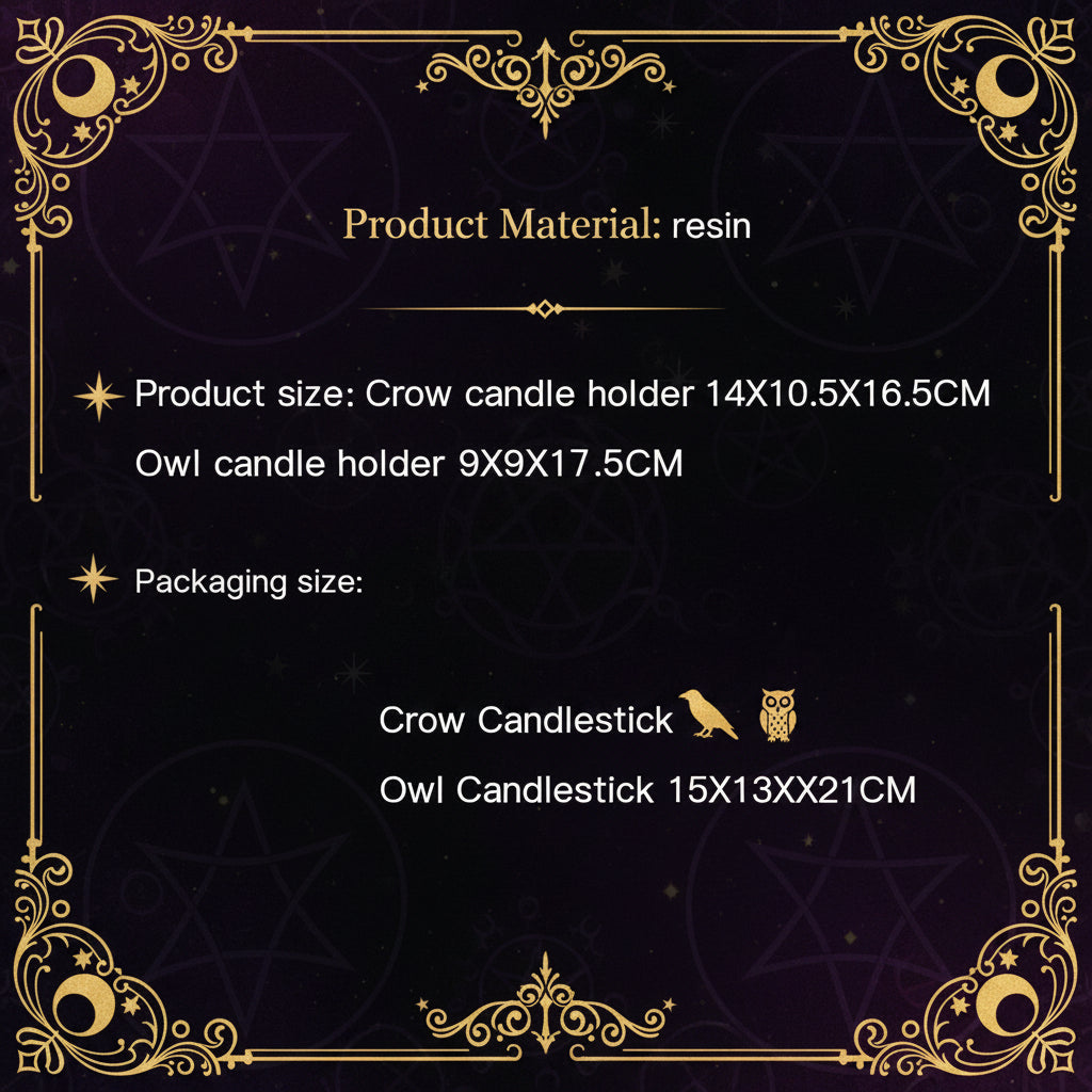 Ceremonial Candle Holders - Sorceress Sanctuary Owl-Crow