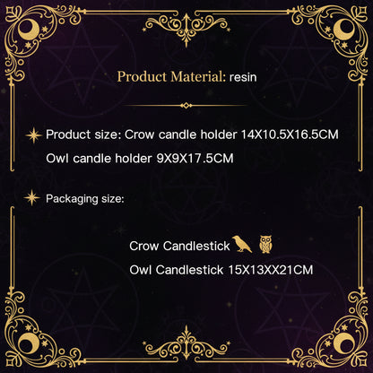 Ceremonial Candle Holders - Sorceress Sanctuary Owl-Crow
