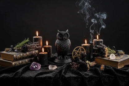 Ceremonial Candle Holders - Sorceress Sanctuary Owl-Crow