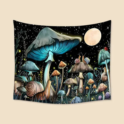 Mushroom & Moon Print Tapestry