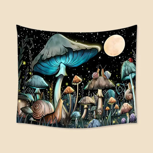 Mushroom & Moon Print Tapestry