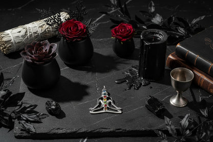 Chakra Meditation Necklace - Sorceress Sanctuary Antique Silver