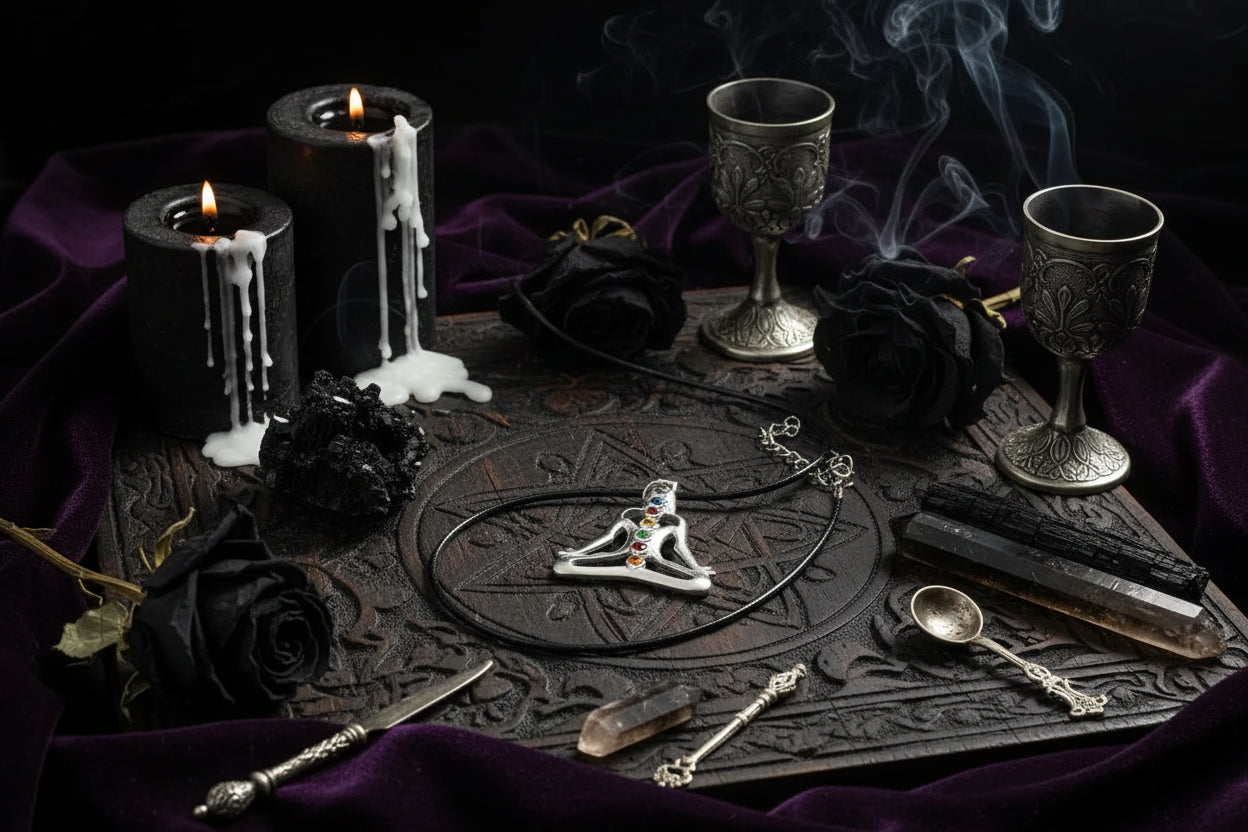 Chakra Meditation Necklace - Sorceress Sanctuary Antique Silver