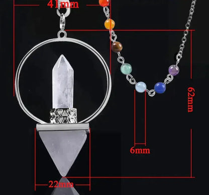 Chakra Pyramid Pendulum - Sorceress Sanctuary Tiger Eye-Lapis lazuli-Pink crystal-Obsidian-Amethyst