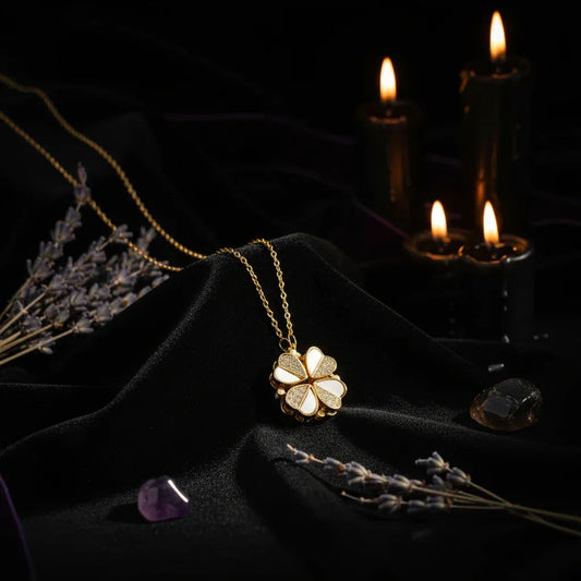 Clover Crystal Necklace - Sorceress Sanctuary Gold