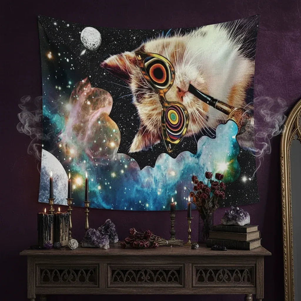 Cosmic Cat Tapestry - Sorceress Sanctuary 150x130cm-150x200cm