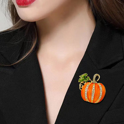 Rhinestone Pumpkin Brooch